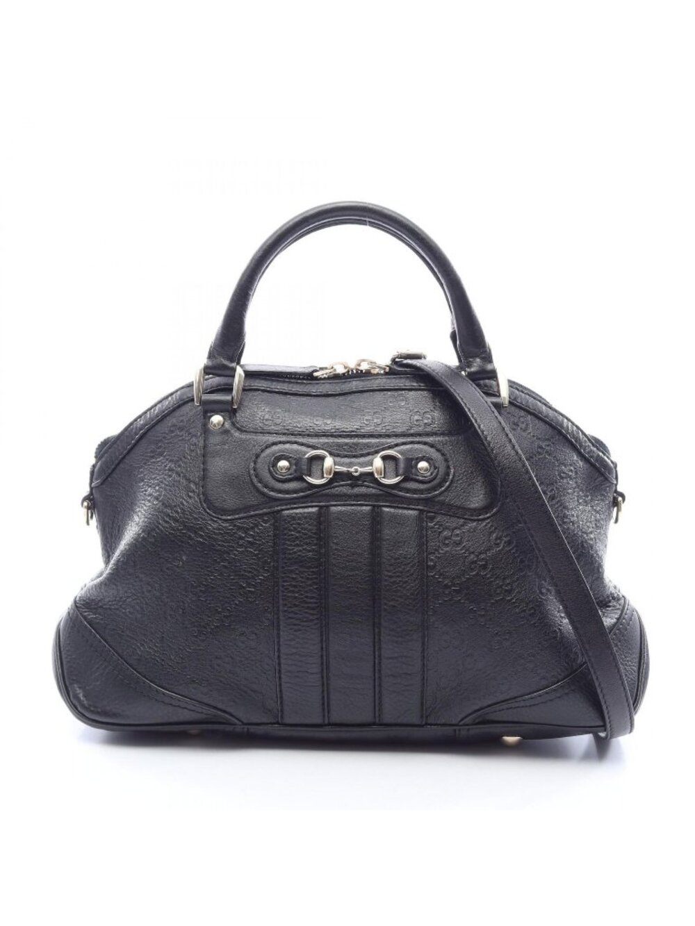 Gucci Handbag Horsebit Guccissima 2-Way Black Leather Guccissima